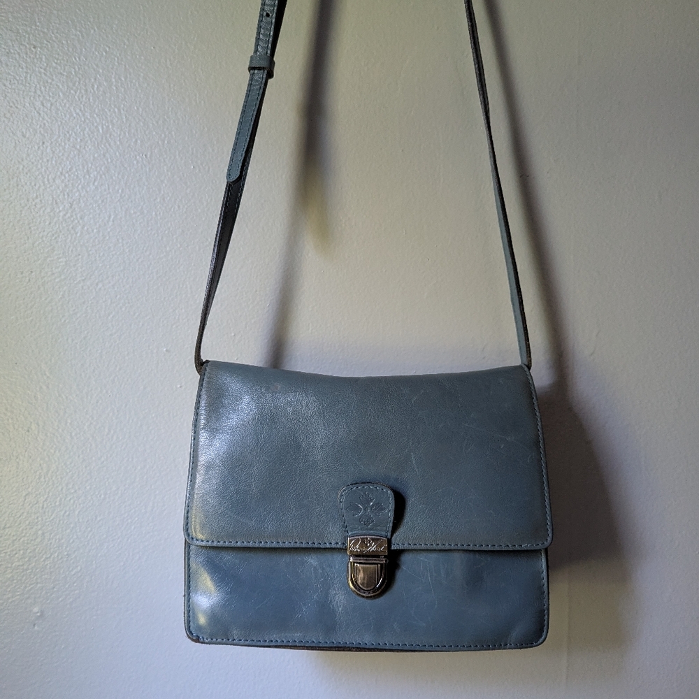 Patricia Nash Locri Distressed Leather Crossbody Bag In Safflower Blue Pastel